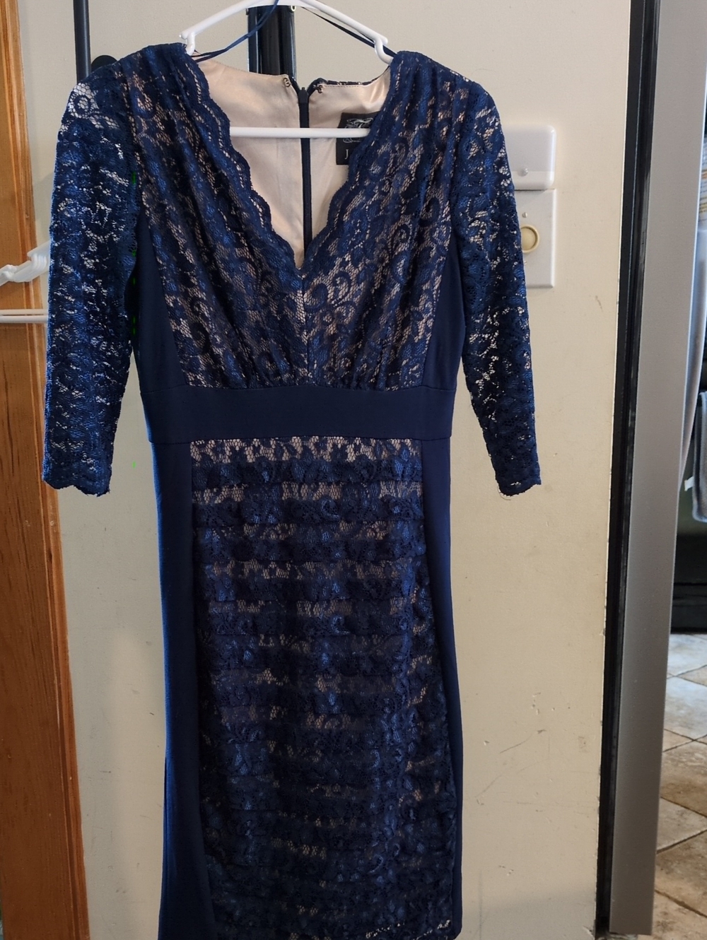 Jax Navy Blue Floral Lace Sheath Cocktail Jax Navy Lace Long Sleeve Sheath Dress